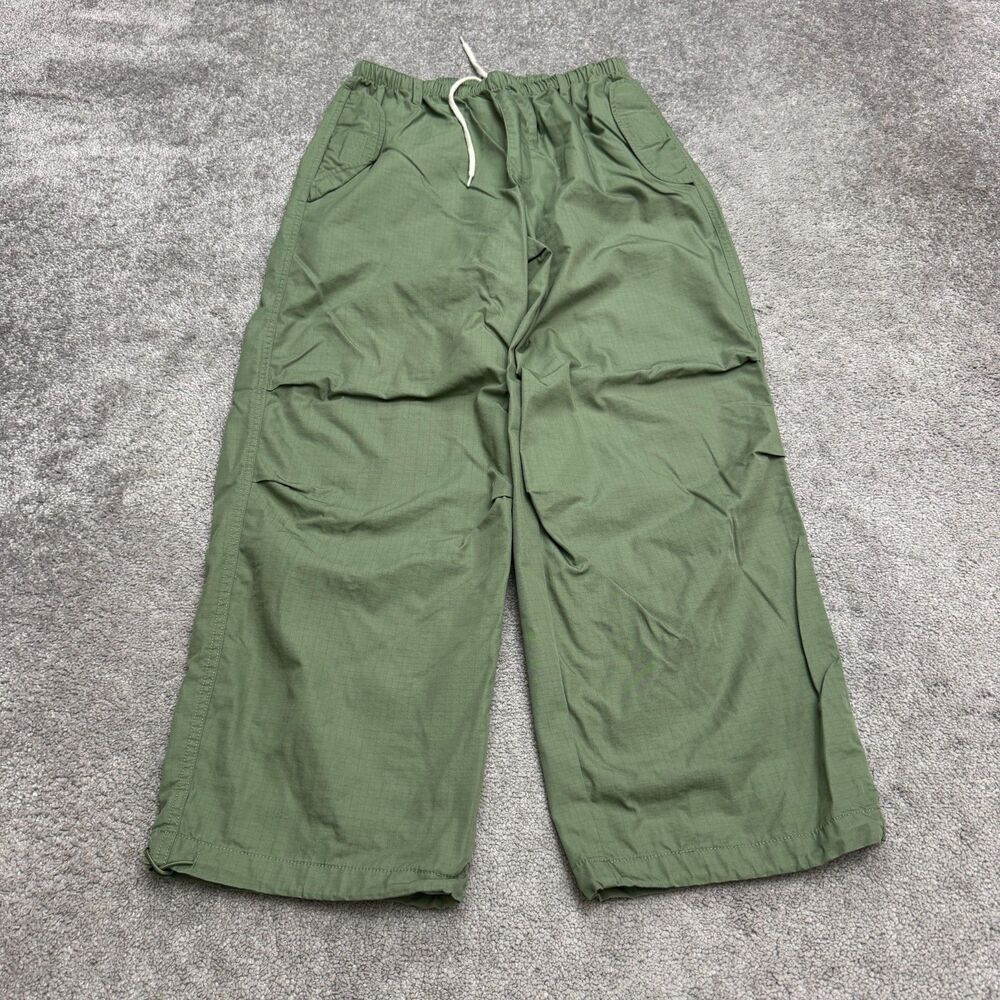 BDG Urban Outfitters Parachute Cargo Pants Womens Small Green Ripstop Wide Leg